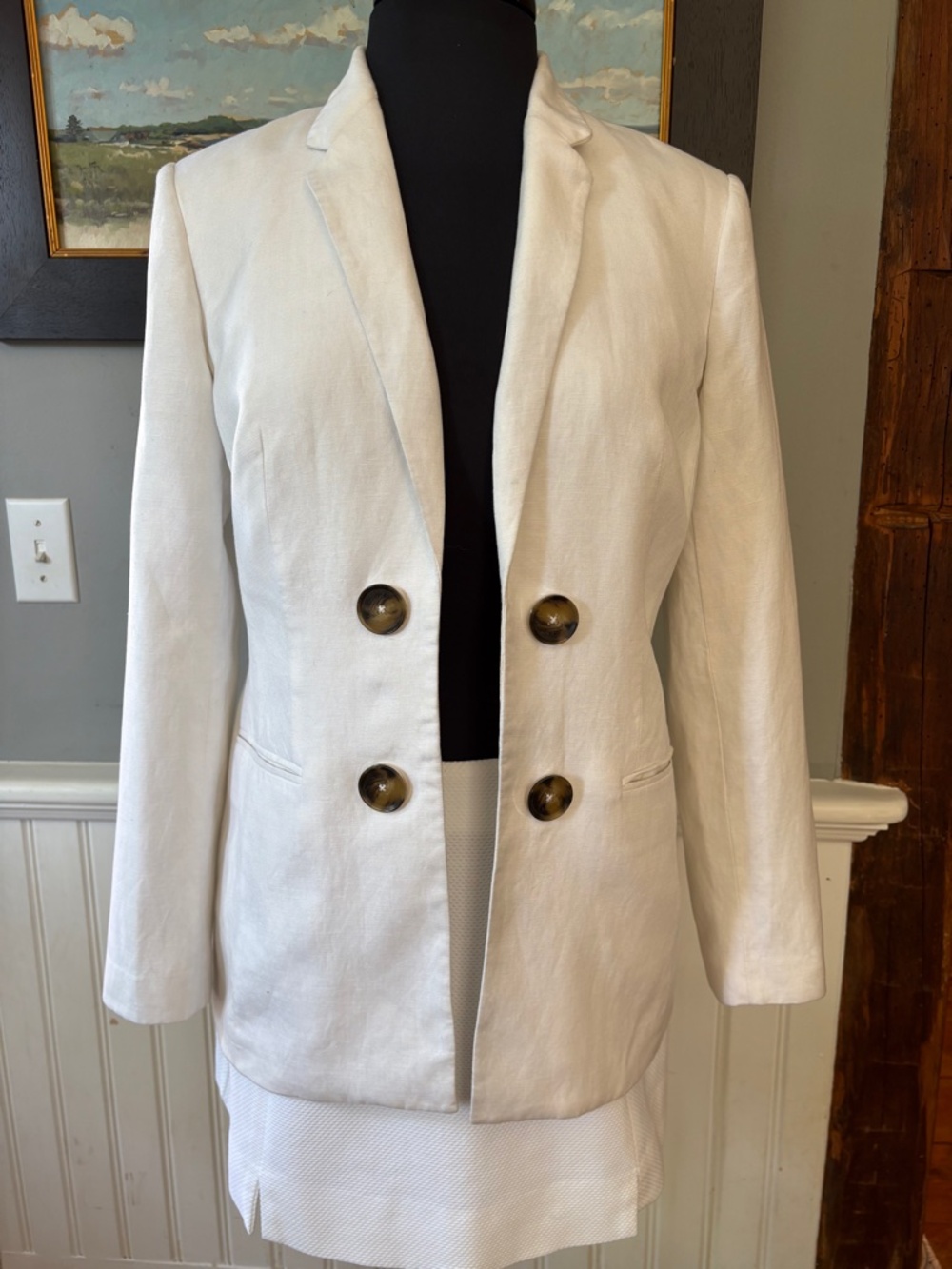 Calvin Klein Linen Blend White Blazer